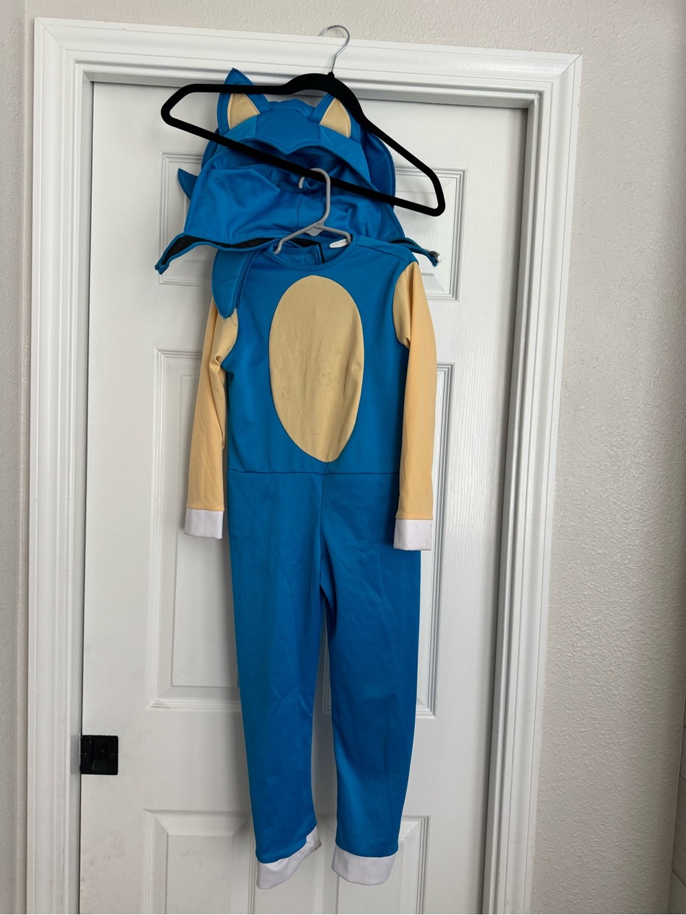 Sonic Blue and Cream Hooded Superhero Kids Costume size small